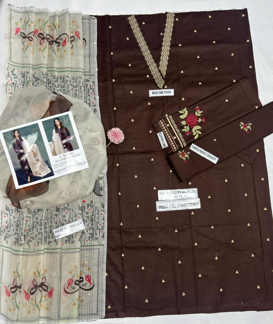 Urge - Embroidered & Printed Dupatta 3pc Lawn Dress