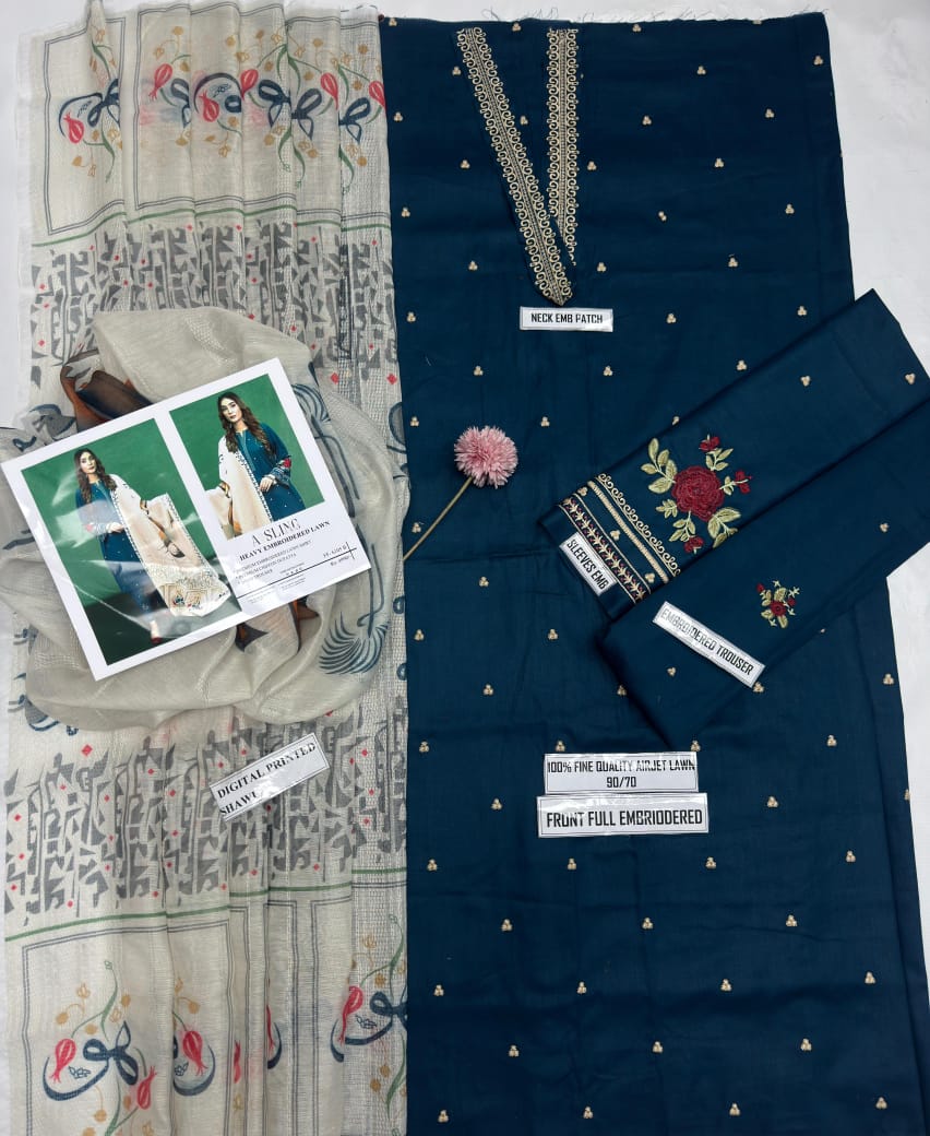 Urge - Embroidered & Printed Dupatta 3pc Lawn Dress