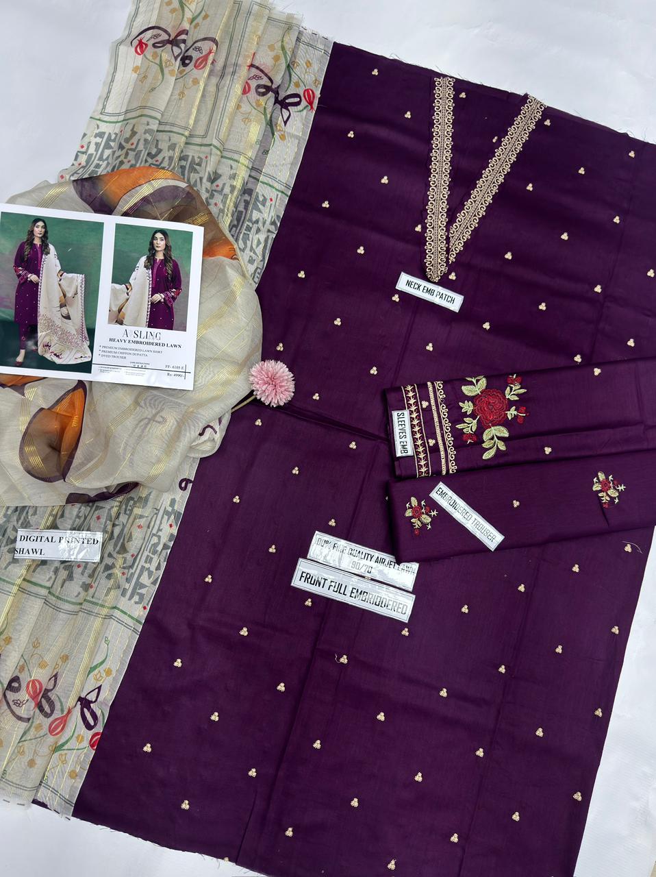 Urge - Embroidered & Printed Dupatta 3pc Lawn Dress