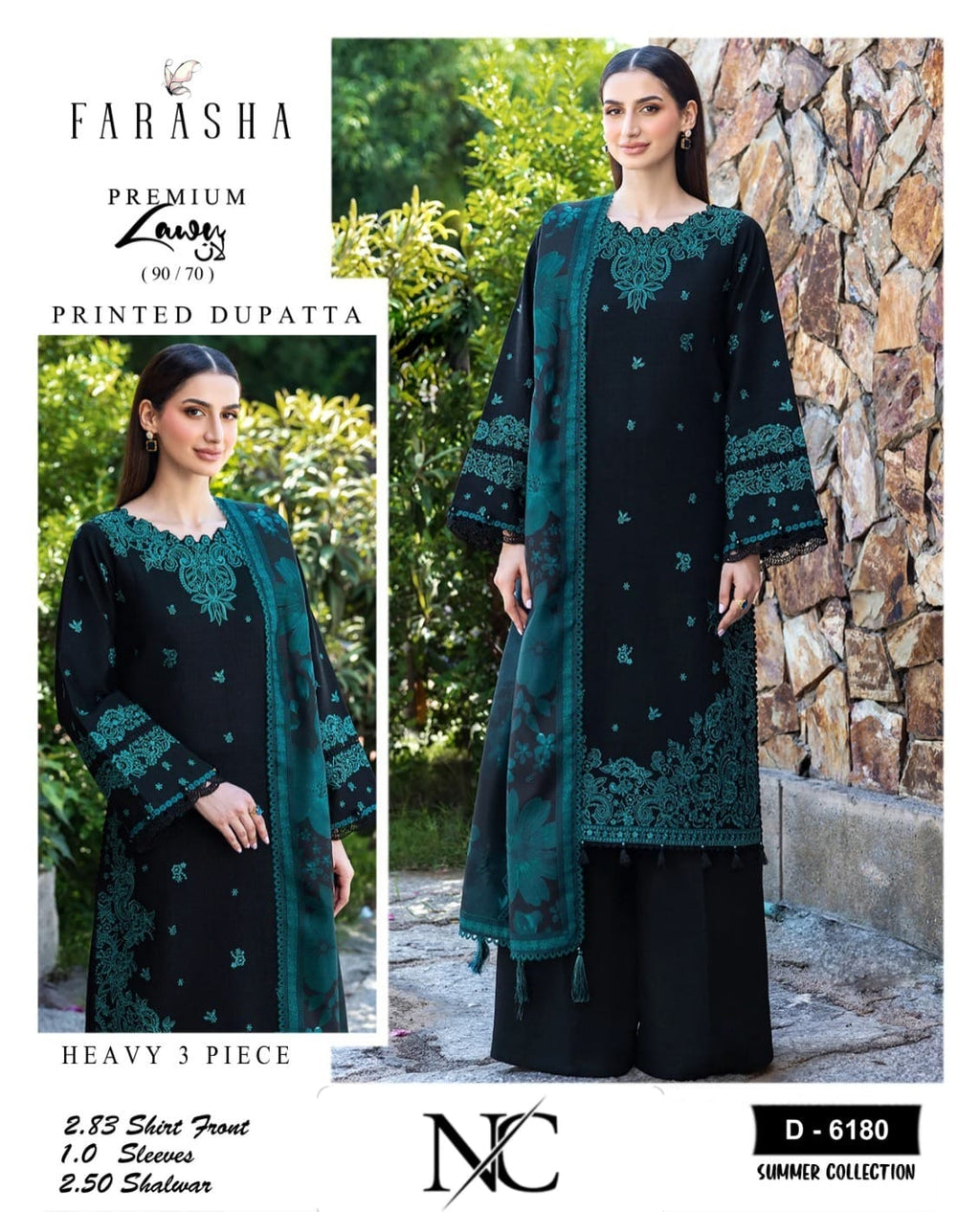 Izel - Embroidered & Printed Dupatta 3pc Lawn Dress