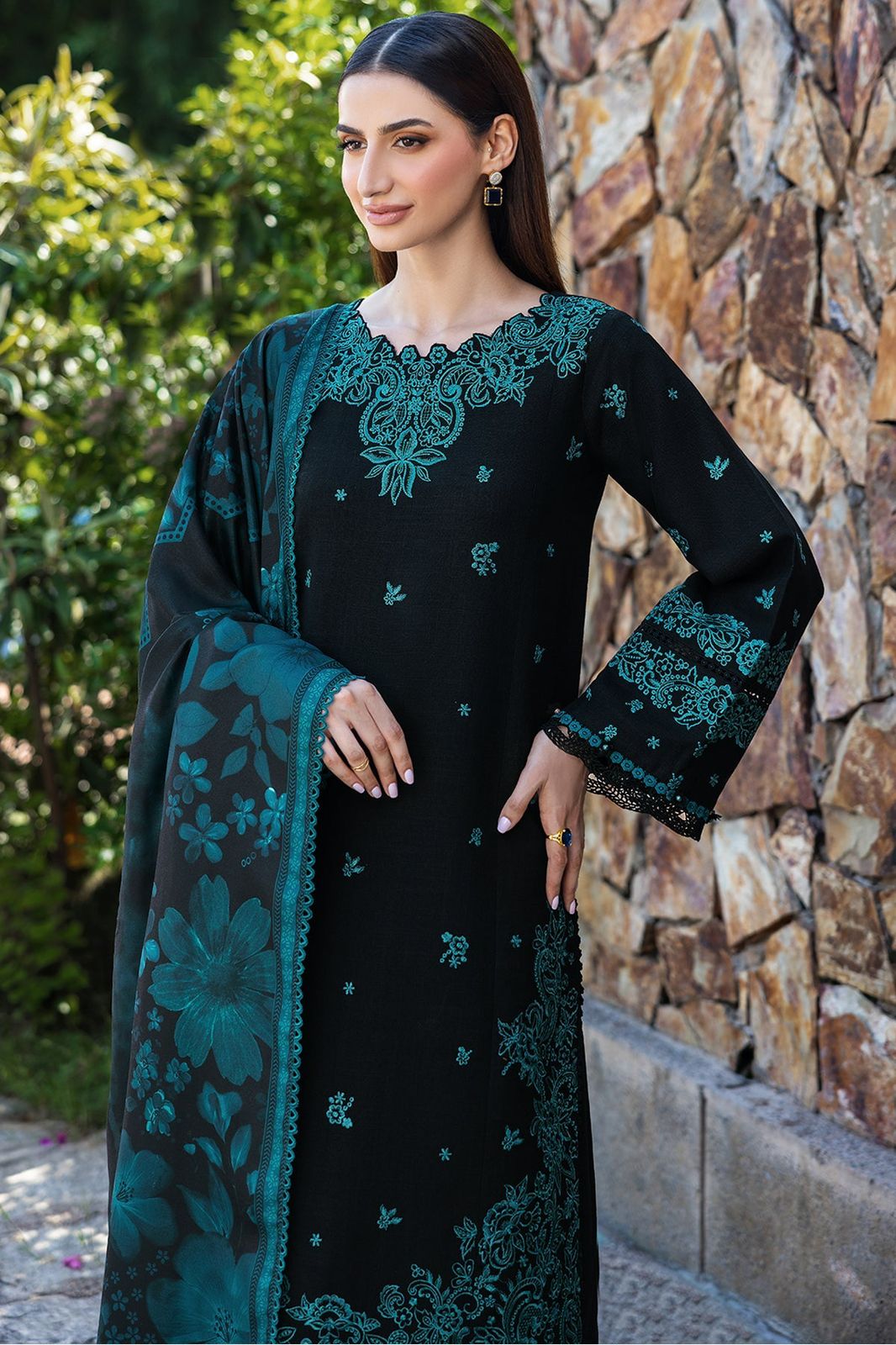 Izel - Embroidered & Printed Dupatta 3pc Lawn Dress