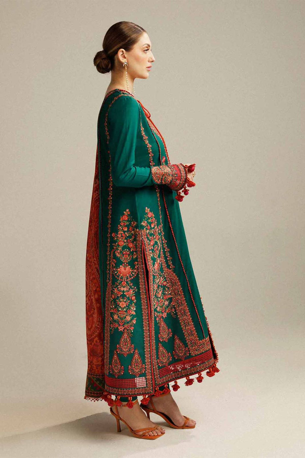 Hussain rehar - Embroidered & Printed Dupatta 3pc Lawn Dress