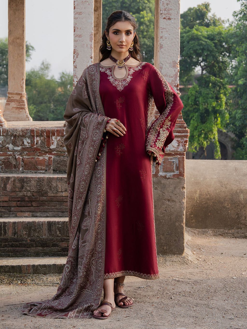 Izel - Embroidered & Printed Dupatta 3pc Lawn Dress