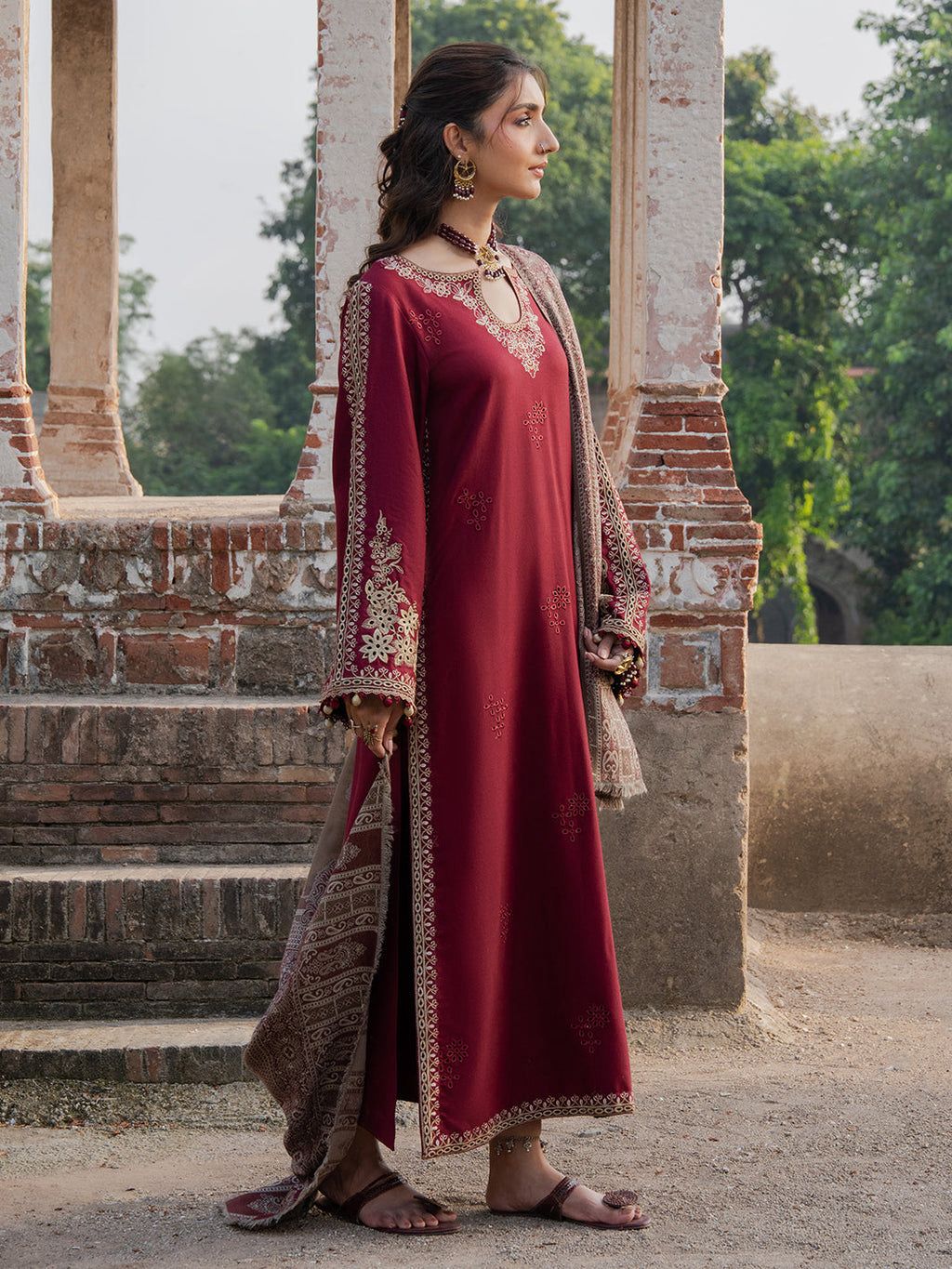 Izel - Embroidered & Printed Dupatta 3pc Lawn Dress