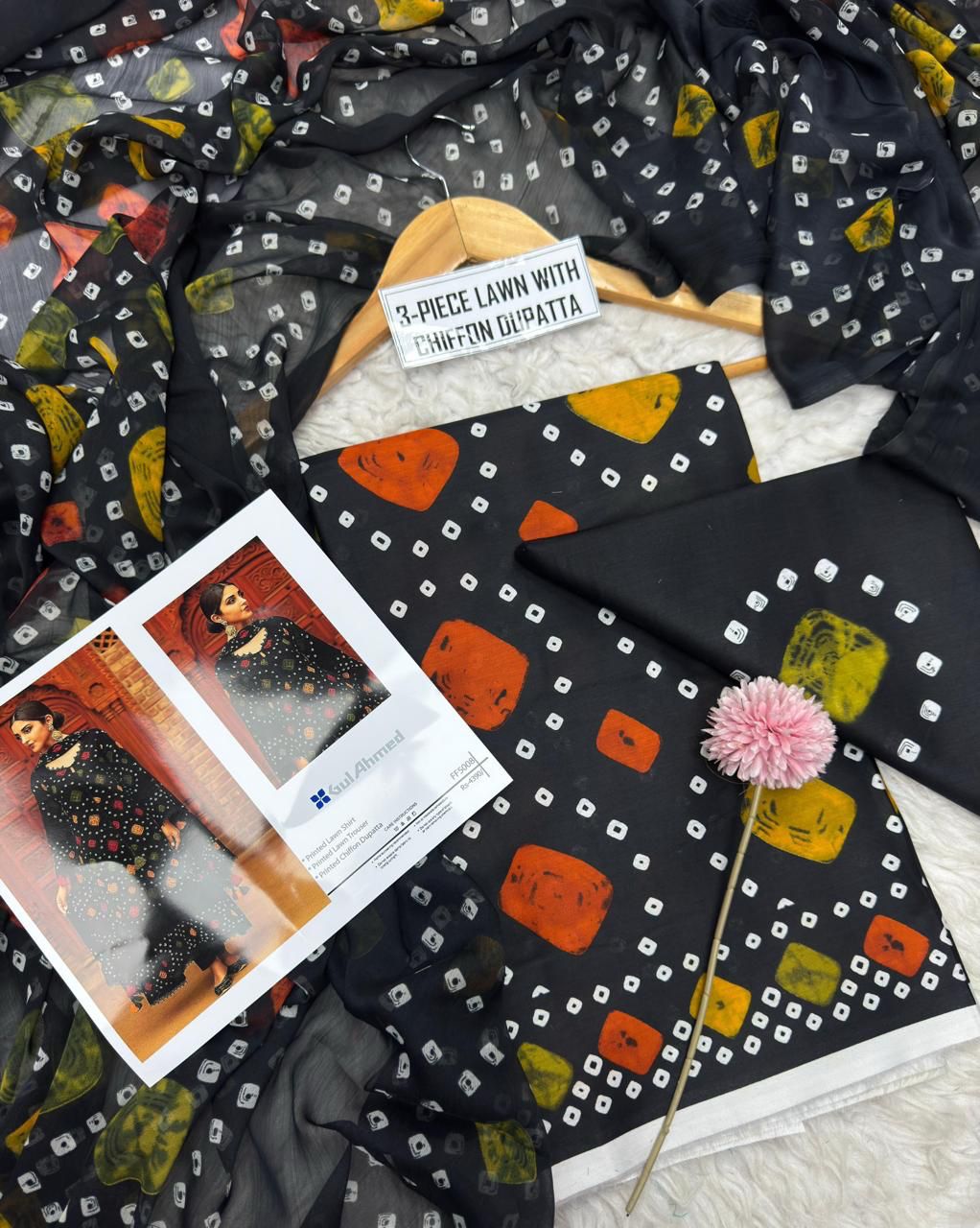 GUL AHMED - Printed Shirt & Chiffon Dupatta 3Pc Lawn Dress