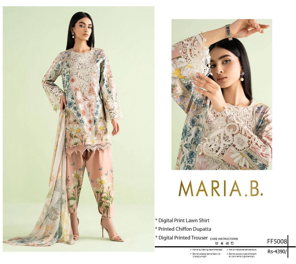 MARIA. B - Printed Shirt & Chiffon Dupatta 3Pc Lawn Dress