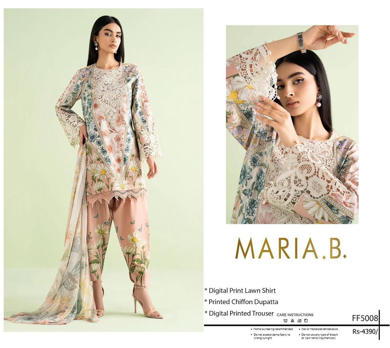 MARIA. B - Printed Shirt & Chiffon Dupatta 3Pc Lawn Dress