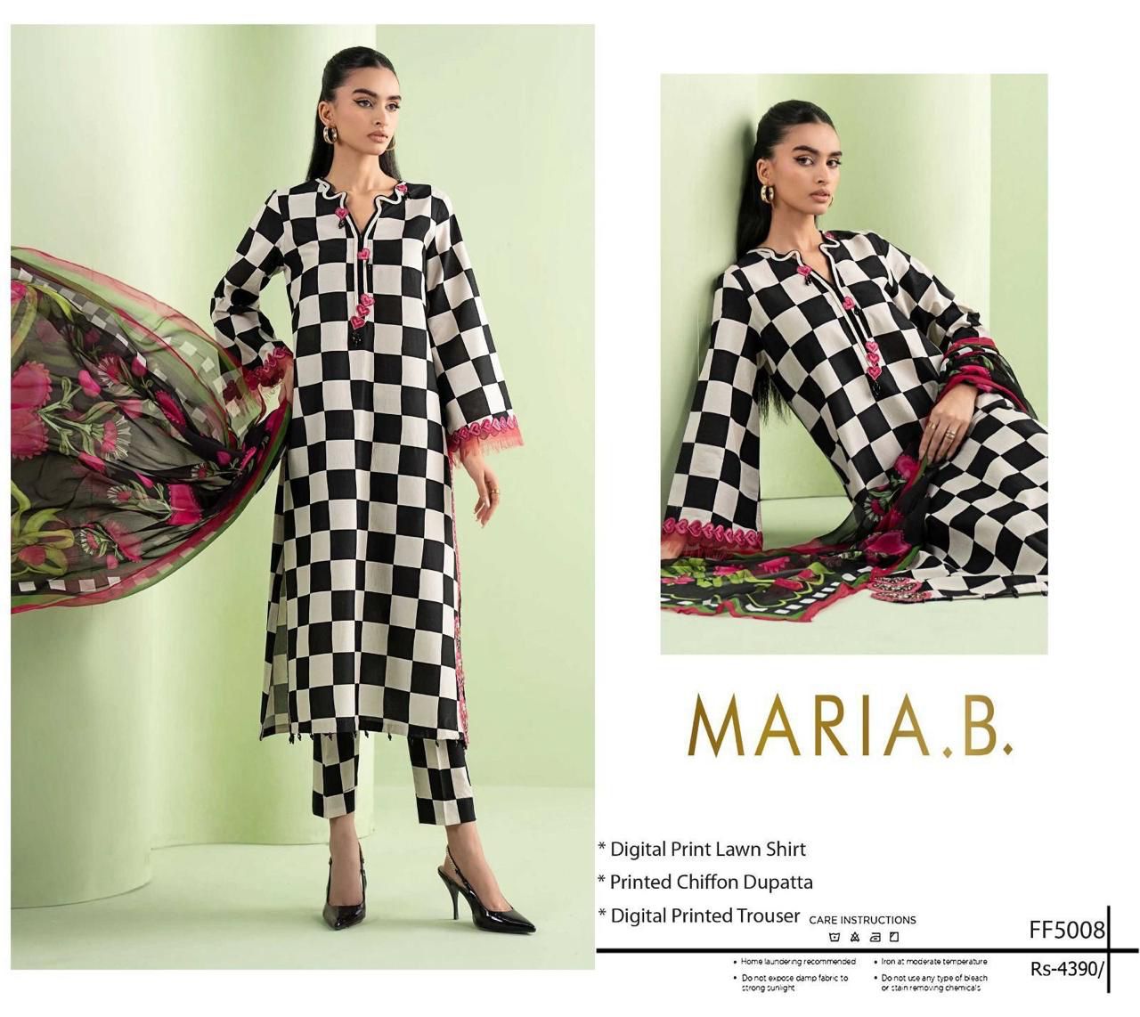 MARIA. B - Printed Shirt & Chiffon Dupatta 3Pc Lawn Dress