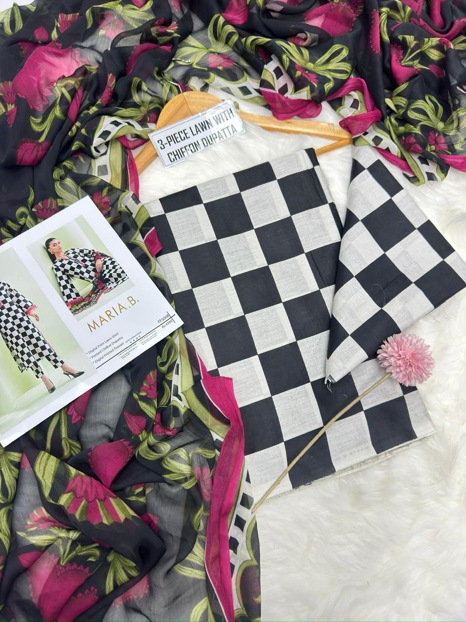 MARIA. B - Printed Shirt & Chiffon Dupatta 3Pc Lawn Dress