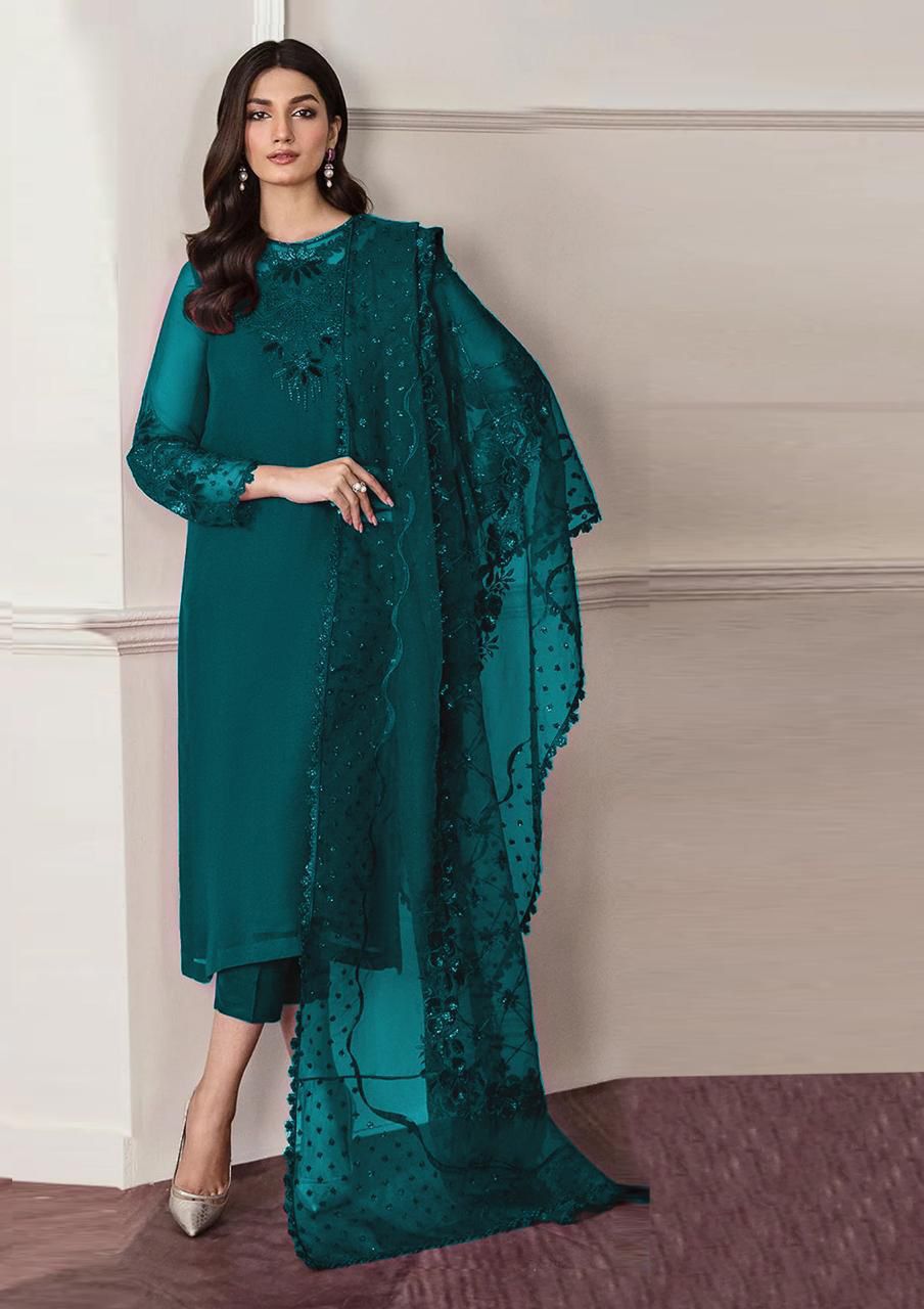 BAROQUE -  Embroidered & Embroidered Dupatta 3pc Lawn Dress
