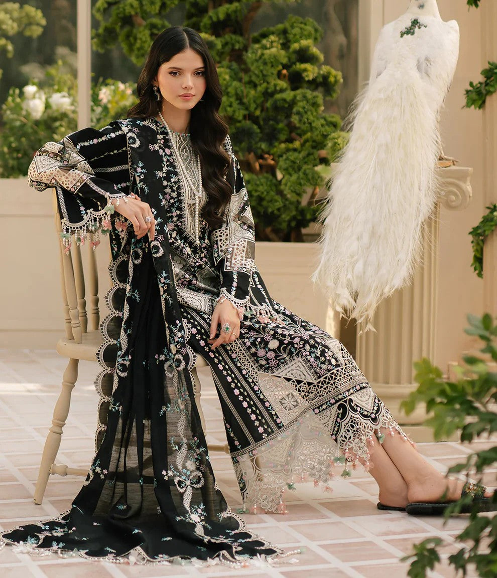BIN ILYAS -  Embroidered & Embroidered Dupatta 3pc Lawn Dress