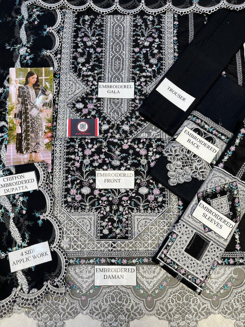 BIN ILYAS -  Embroidered & Embroidered Dupatta 3pc Lawn Dress