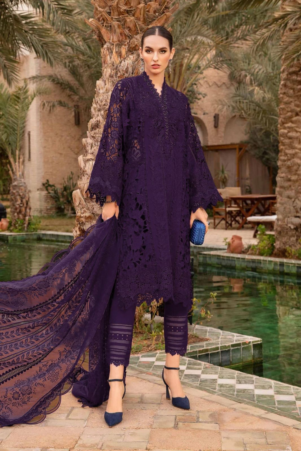 MARIA. B -  Embroidered & Embroidered Dupatta 3pc Lawn Dress