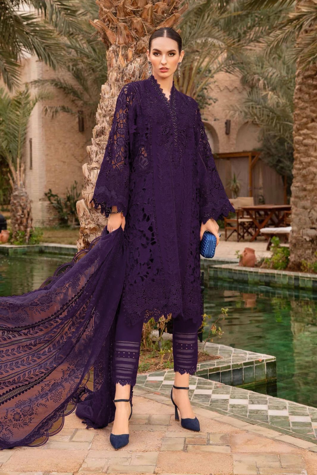 MARIA. B -  Embroidered & Embroidered Dupatta 3pc Lawn Dress