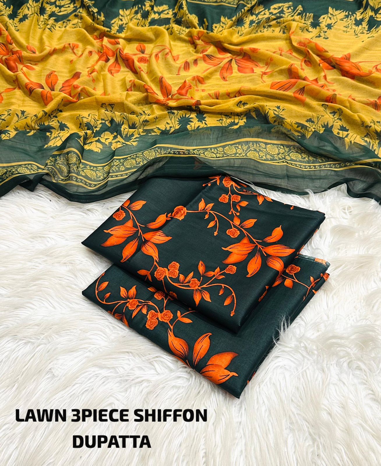 Maria.B Printed 3pc Lawn with Sheffon Duppata