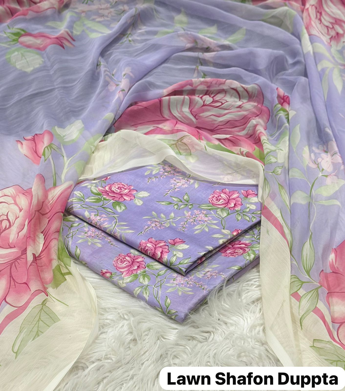 Maria.B Printed 3pc Lawn with Sheffon Duppata