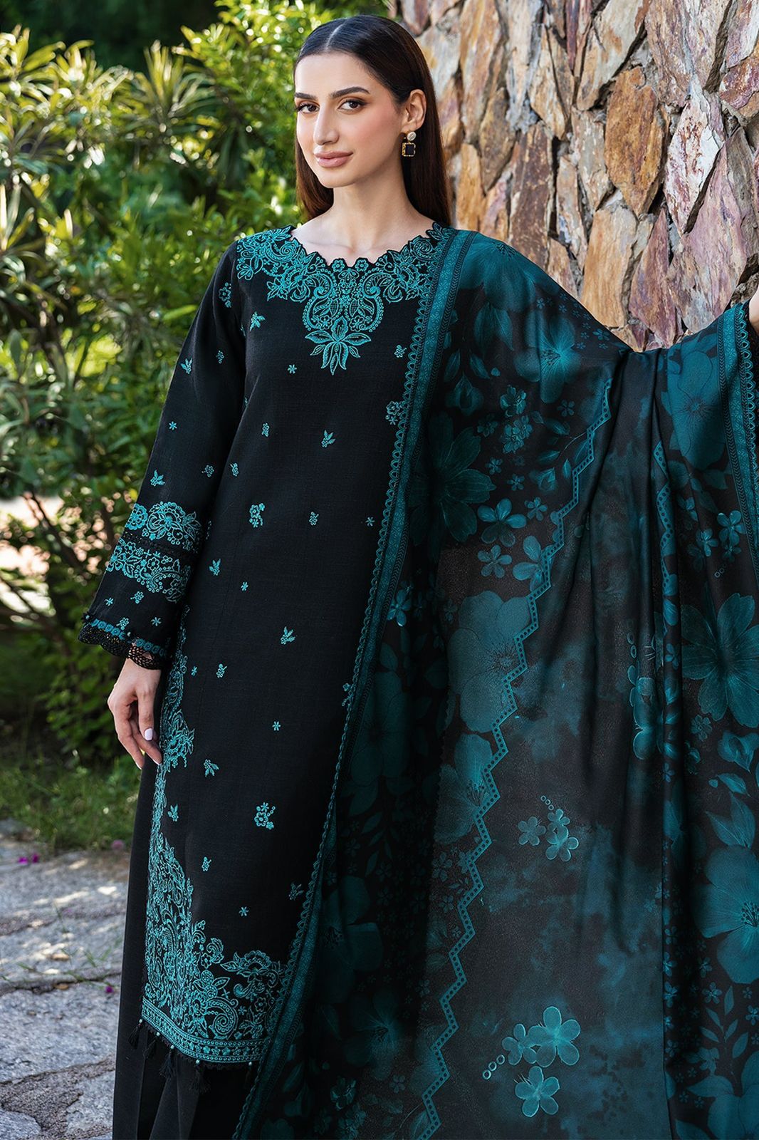 Izel - Embroidered & Printed Dupatta 3pc Lawn Dress
